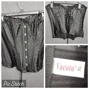 Vacoto Corset Women's XL Rhinestones Lace Up